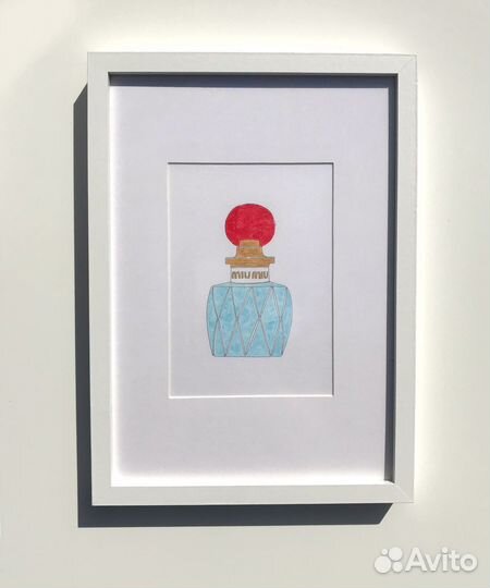 Фэшн иллюстрация с парфюмом Miu Miu