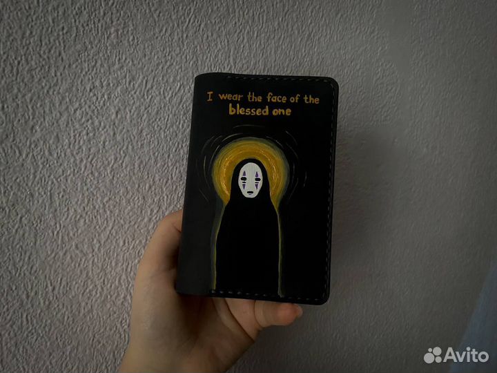 Портмоне натуральная кожа, рисунок акрилом