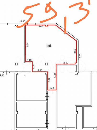 2-к. апартаменты, 59,3 м², 1/4 эт.