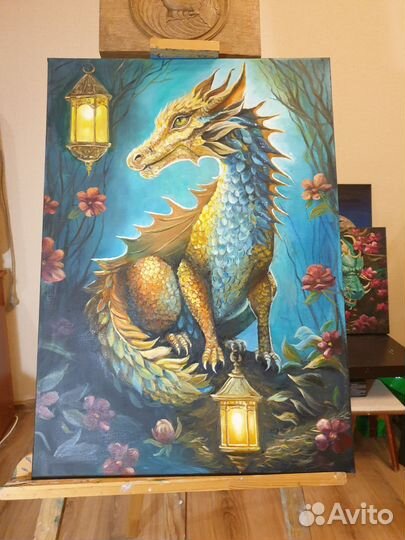 Картина маслом. Год зелёного Дракона