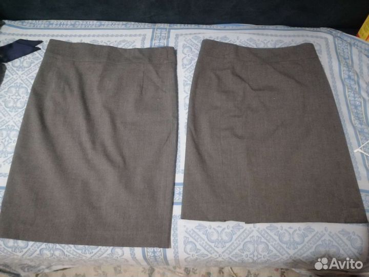 Прямые серые юбки для учёбы