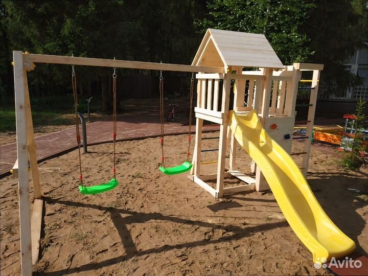 Детские площадки домики качели горка