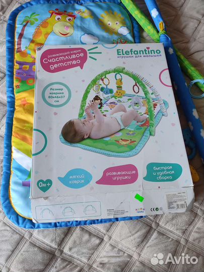 Коврик для ползания из ткани с игрушками