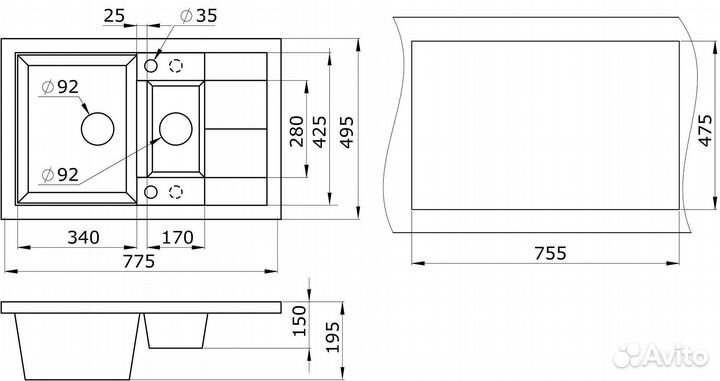 Кухонная мойка Paulmark Feste PM237850-GR