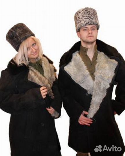 Армейский меховой полушубок (бекеша) из натурально