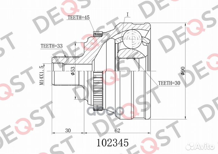 ШРУС audi 80/A4 1.6-2.8 86-01 наружний (ABS) 10