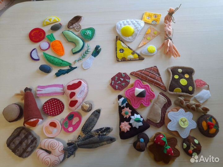 Продукты из ткани для игры (ручная работа)