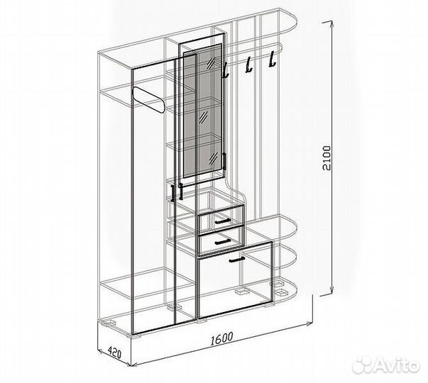 2) Прихожая шкаф «Берта». Шир. - 160 см