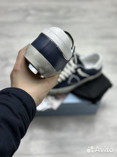 Кеды Philippe Model синие мужские кожаные