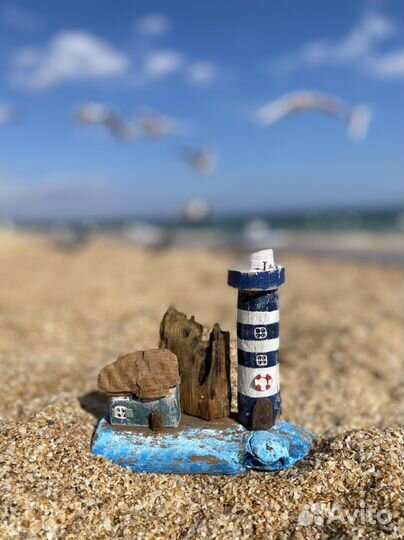 Ключница из дрифтвуда, домики из дерева, маяки