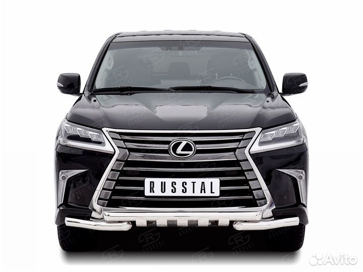 Lexus LX 2015-Защита переднего бампера+клыки