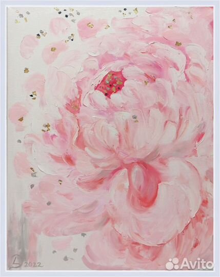 Картина маслом на холсте пион