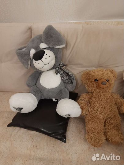 Большие мягкие игрушки собаки и медведи