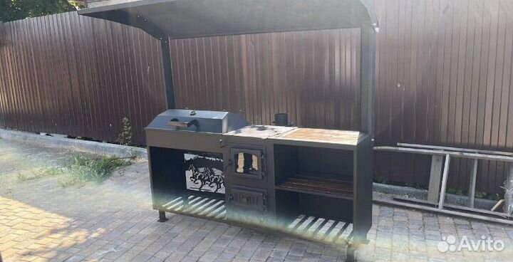 Мангал с крышей и барбекю 4в1