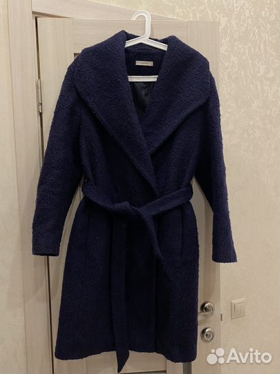 Пальто темно синее с запахом
