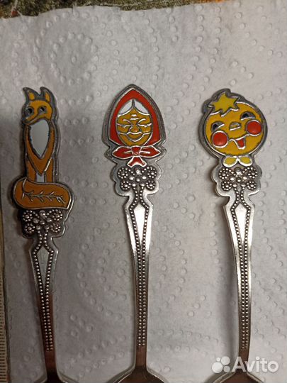 Чайные ложки мельхиор СССР. По сказке Колобок