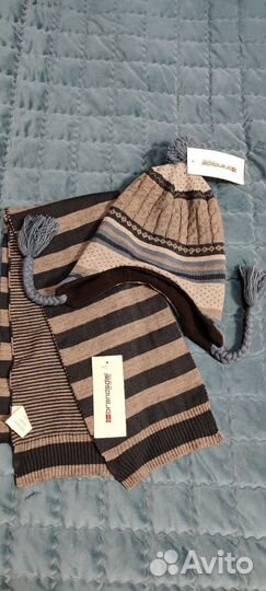 Комплект шапка и шарф мужской новый