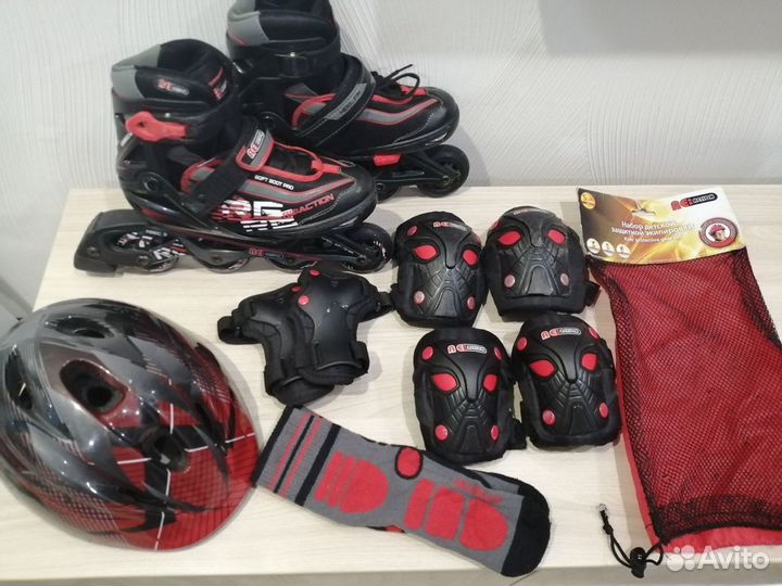 Детские ролики раздвижные (31-36) и защита