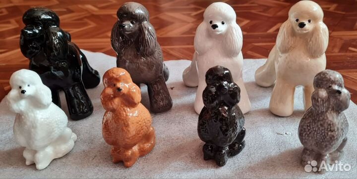 Статуэки Пудель фарфор большой и малый