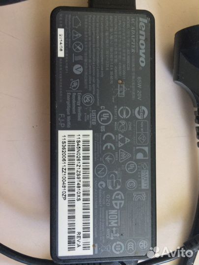 Блок питания для ноутбука lenovo 20v, 3,25a