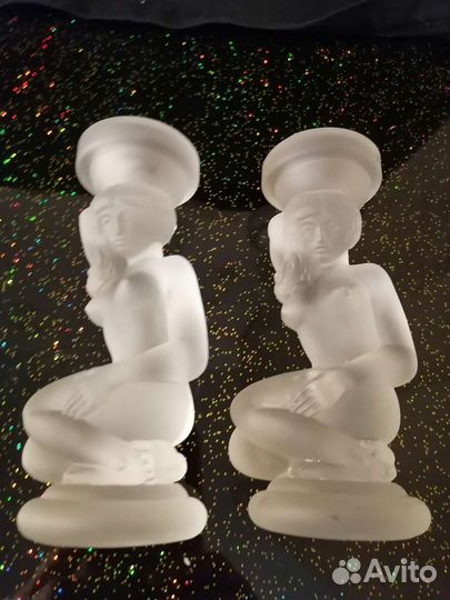 Подсвечники матовый хрусталь.Цена за 2 шт