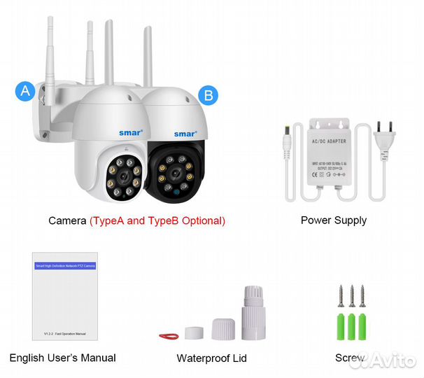 Уличная IP-камера Wi-Fi Smar 1080P, PTZ
