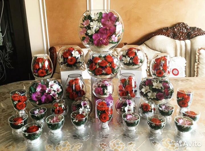 Натуральные цветы в стекле (в вакууме)