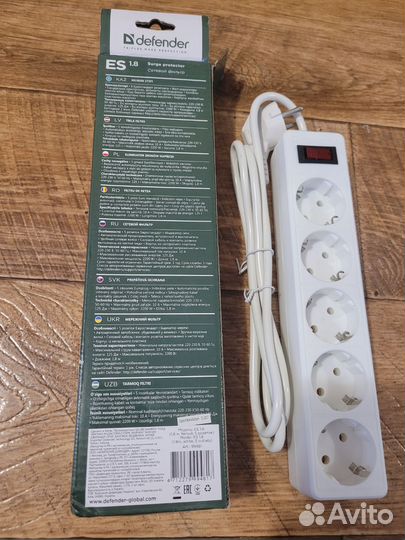 Сетевой фильтр Defender es 1,8. 5 розеток
