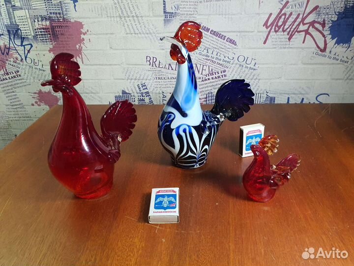 Петушок стеклянный декоративный