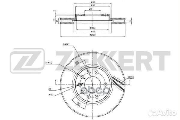 Диск торм. перед. Opel Astra F G H 98- Zafir