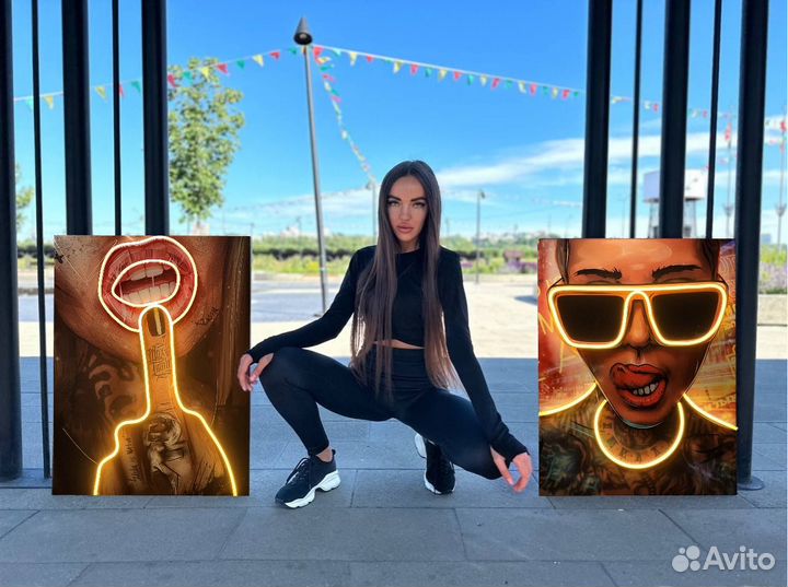 Картина с неоном 40-75см