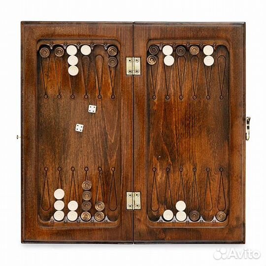 Шахматы и нарды резные Колхида 30 х 34 см бук Армения 62771