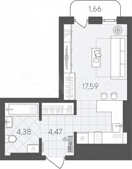 Квартира-студия, 28,1 м², 13/24 эт.