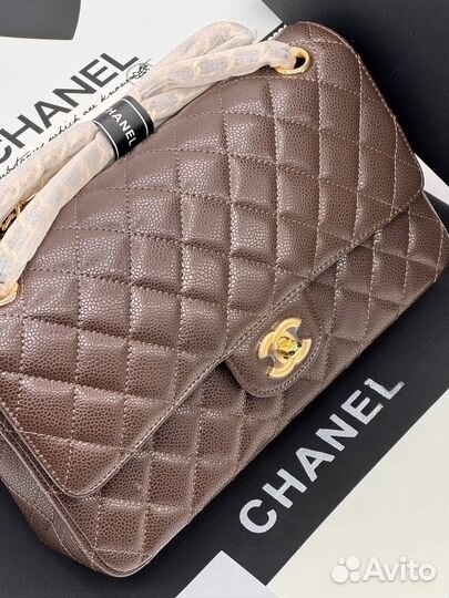 Сумка Chanel цепочка-ремень кожа коричневая