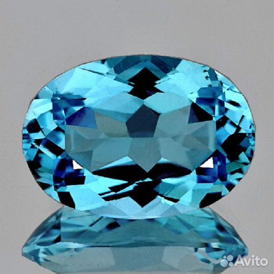 Топаз натуральный 6,35Ct 14х10мм VVS SKY blue Браз