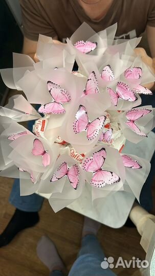 Сладкие букеты из конфет, букет из бабочек