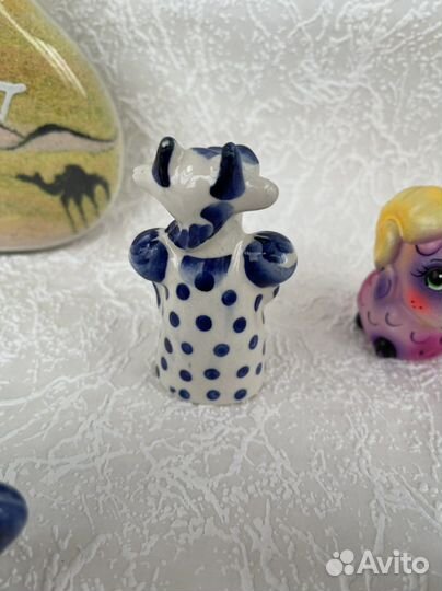 Гжель статуэтки животные зайчик поросенок