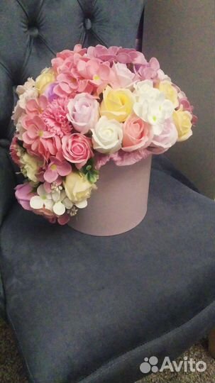 Букет из мыла 55 цветов в коробке