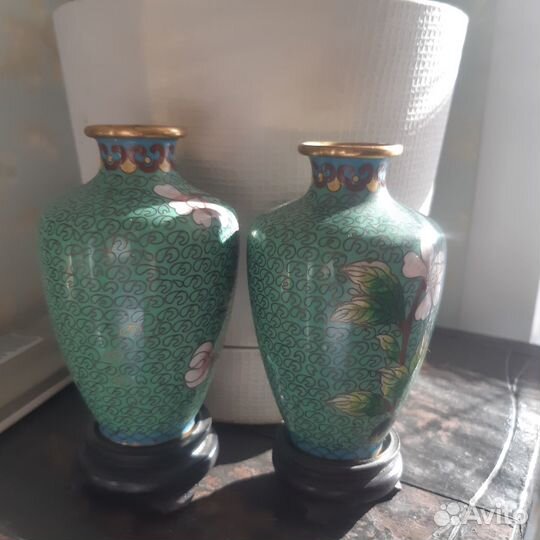 Вазы парные Клуазоне Китай