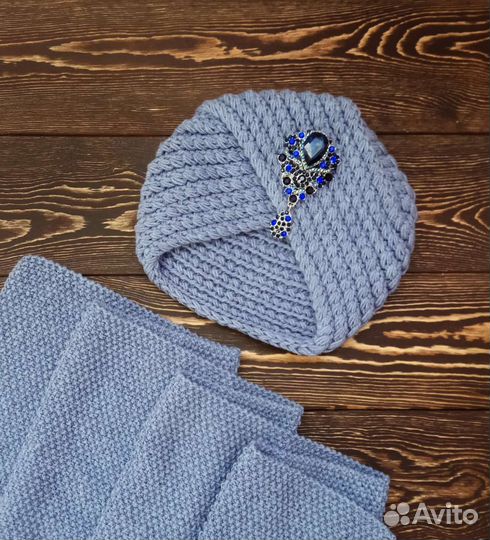 Комплект из шапочки чалма с шарфом