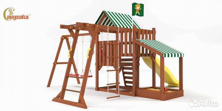 Детские площадки домики горка качели