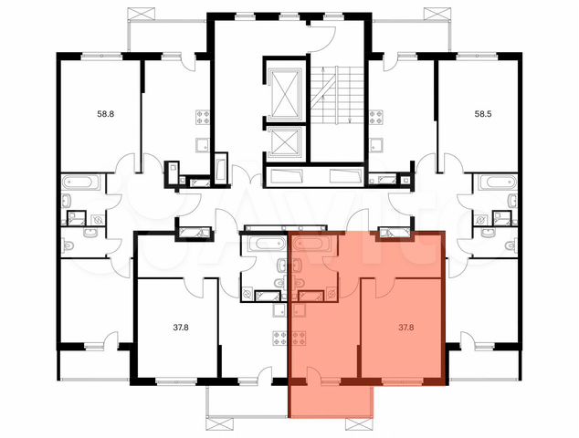 1-к. квартира, 37,8 м², 17/25 эт.