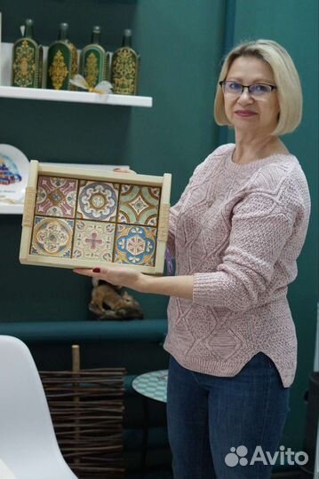 Авторский бежевый поднос(заказ под ваш интерьер)