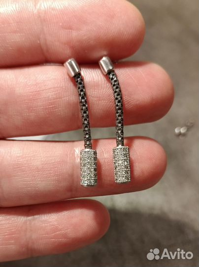 Серьги серебро чёрный родий