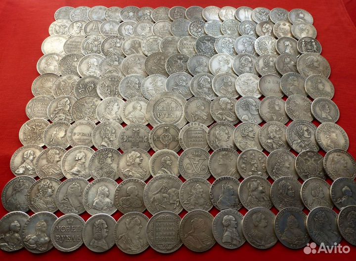 Полная коллекция царских рублей - 130 штук. Копии
