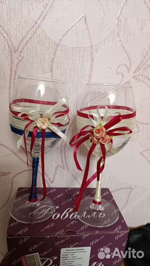 Свадебные бокалы ручной работы