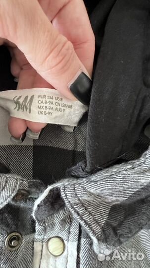 Рубашка в клетку с капюшоном