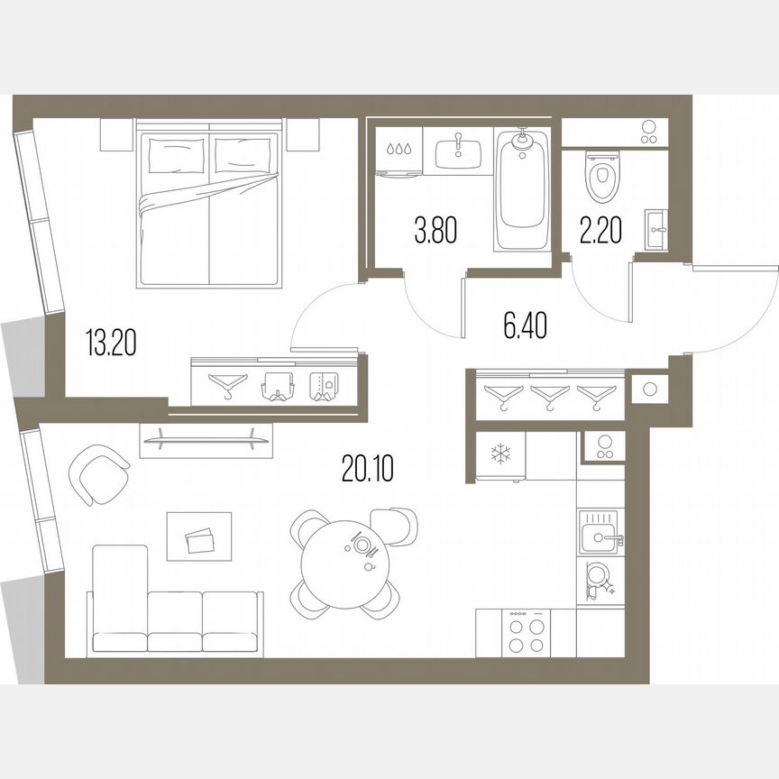 1-к. квартира, 45,7 м², 35/58 эт.