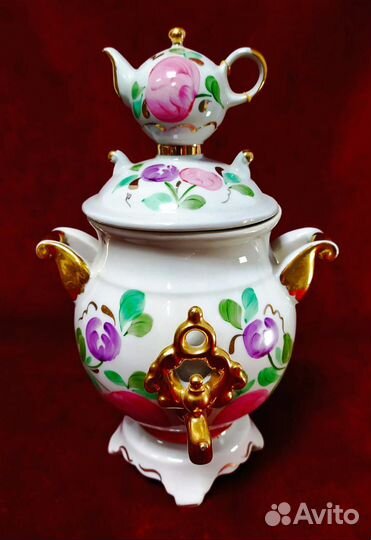 Сахарница Самовар, фарфор, старая Сысерть