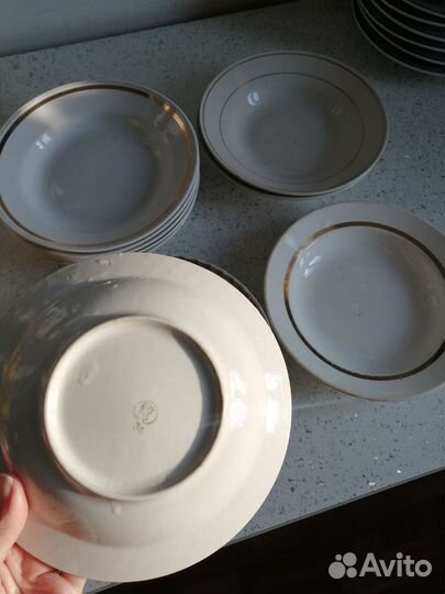 Тарелка с золотой каймой винтаж ретро СССР